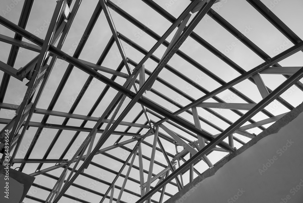 Structure of steel roof frame. Structure of steel roof frame.
