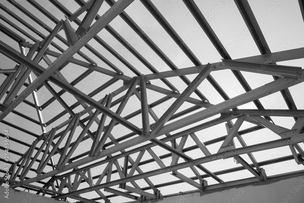 Structure of steel roof frame.