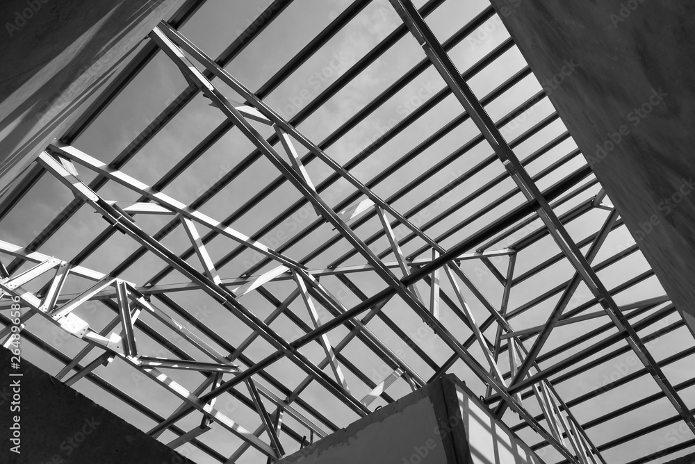 Structure of steel roof frame. Structure of steel roof frame.