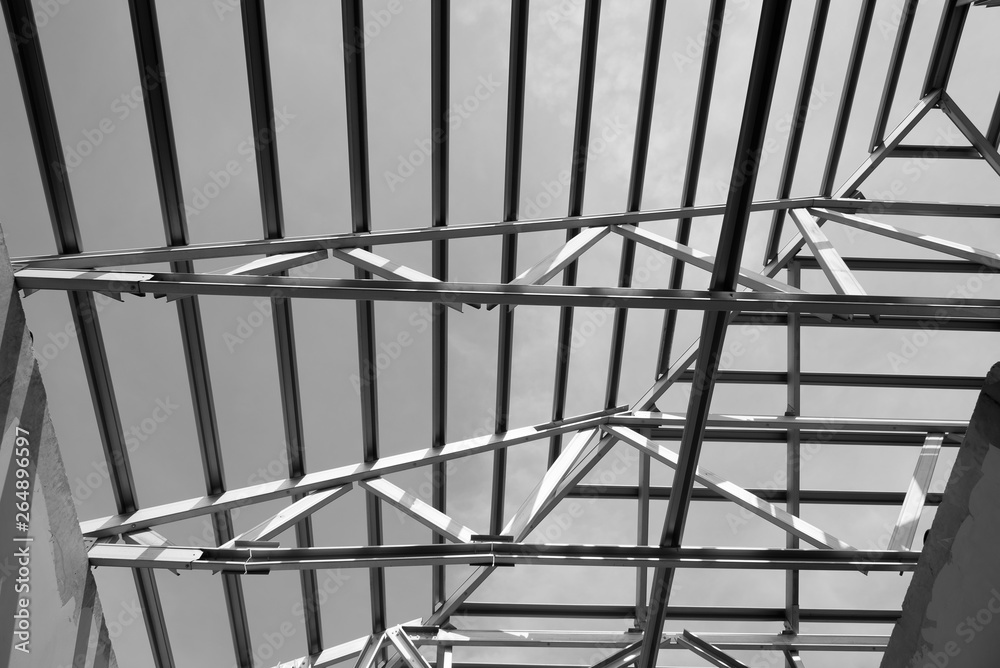 Structure of steel roof frame. Structure of steel roof frame.