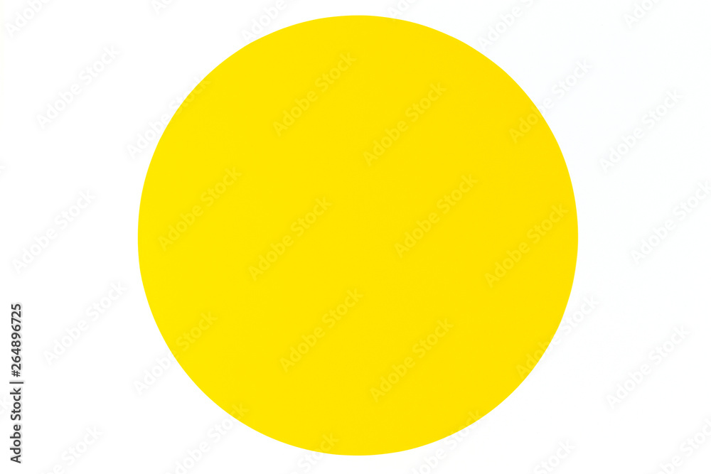 Abstract minimal color paper background. Yellow round circle on white background