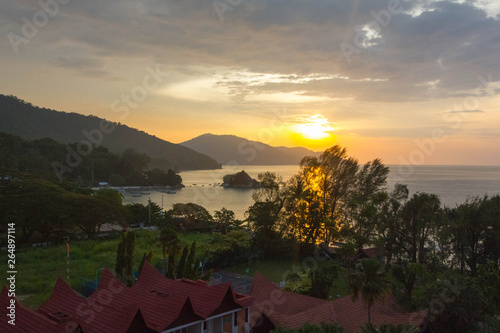 viwe from view from Hotel on Kilat Beach on indredible beautiful bay during sunset, Penang, MalaysiaHotel on Kilat Beach on indredible beautiful bay during sunset, Penang, Malaysia photo