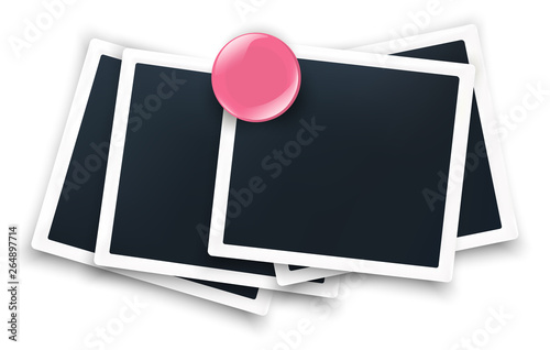 Retro photo frame vector realistic white border 
