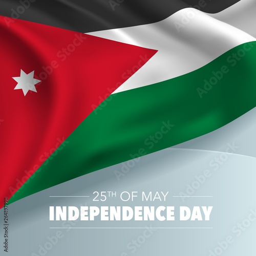 Jordan happy independence day greeting card, banner, vector illustration