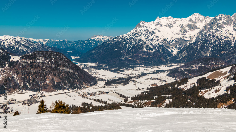 Beautiful alpine winter view at the Buchensteinwand-Tyrol-Austria