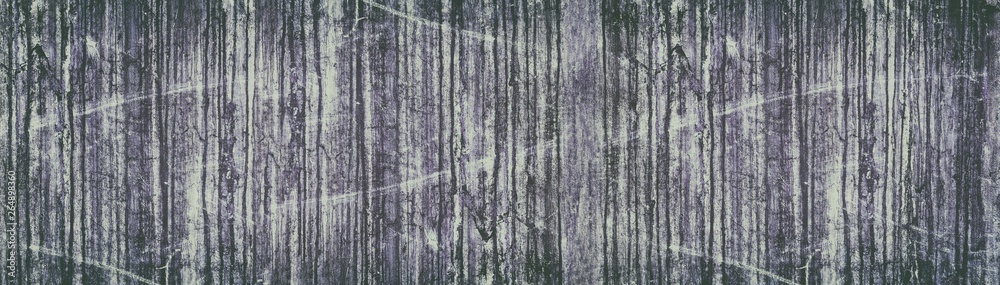 Wide grunge retro background. Old stained and scratched concrete wall panorama. Faded vintage texture