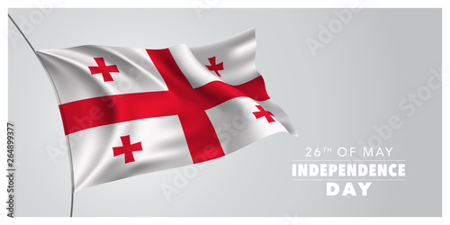 Georgia happy independence day greeting card, banner, horizontal vector illustration