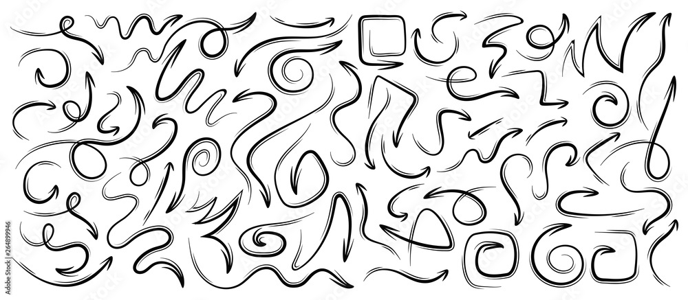 Arrows vector set isolated on white background. Design grunge sketch handmade. Abstract concept graphic element for computer games. Arrows vector set isolated on white background. Design grunge sketch handmade. Abstract concept graphic element for computer games.