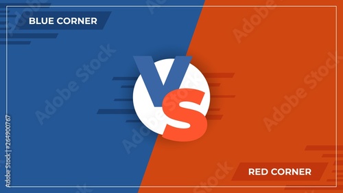 Versus background. VS comparison logo, comic sport competition concept, game battle blue and red team poster. Vector versus compare illustrations