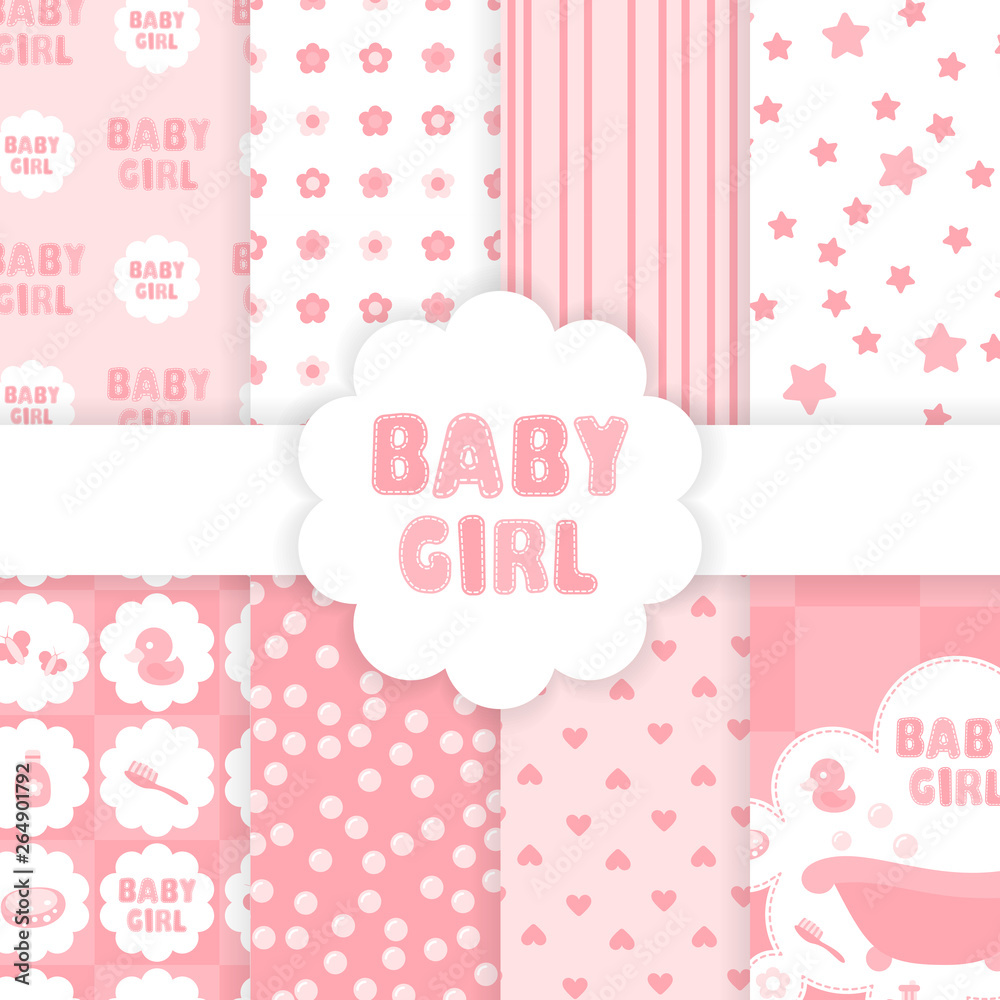 Baby girl shower pattern - pink symbols