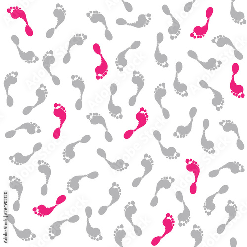 vector seamless pattern or texture with  realistic footprints, isolated on white background, in gray and white, as an analogy to a population growth and ecological problems