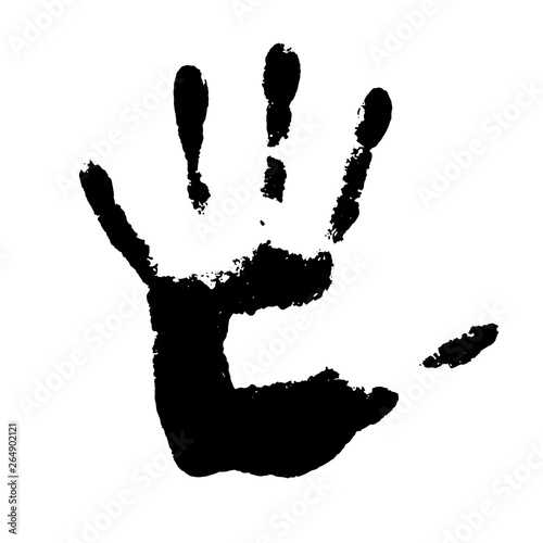 vector template of a realistic human handprint, in black color, isolated on white background
