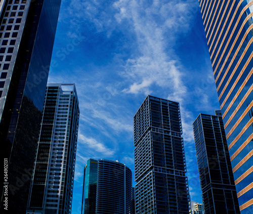 Business District Buildings with a BLue Sky Background