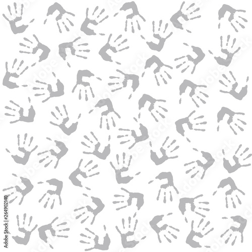 vector seamless texture or pattern of a realistic human handprints, in black and white, as an analogy to a humanity, team work, collectivity and community