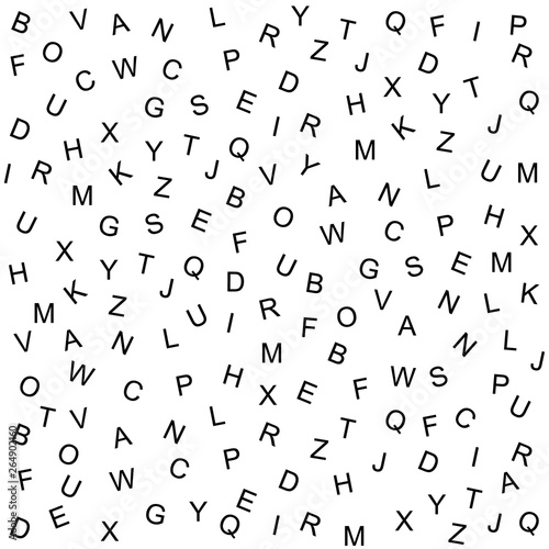 vector seamless pattern or texture of a randomly scattered capital letters, colored in simple colors