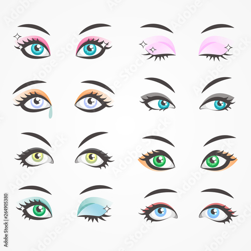 Closeup eyes of beautiful women. Females eyes