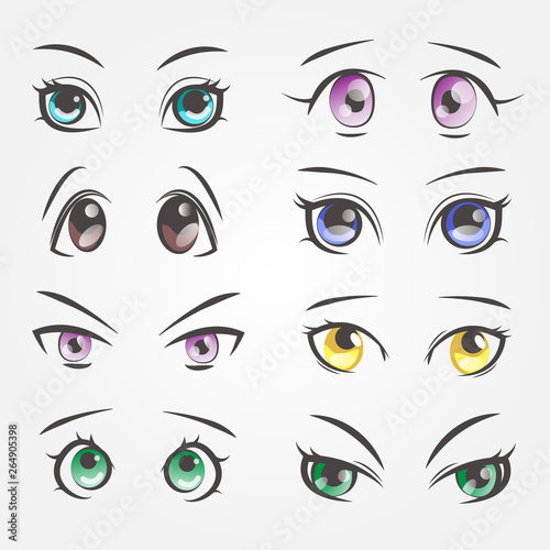 Cartoon female eyes. Closeup eyes of beautiful women