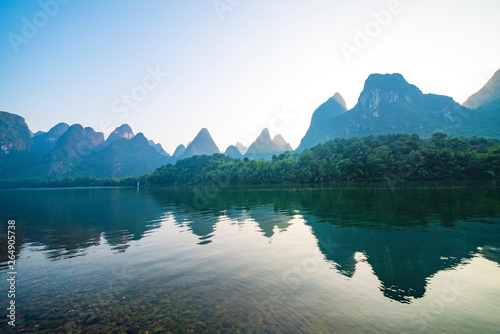 Landscape jiatianxia guilin, lijiang river in the morning.The landscape of near guilin, yangshuo county, guangxi, China