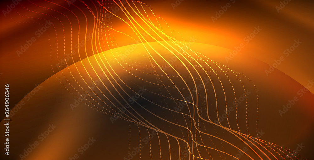 Glowing abstract wave on dark, shiny motion, magic space light. Techno abstract background Glowing abstract wave on dark, shiny motion, magic space light. Techno abstract background