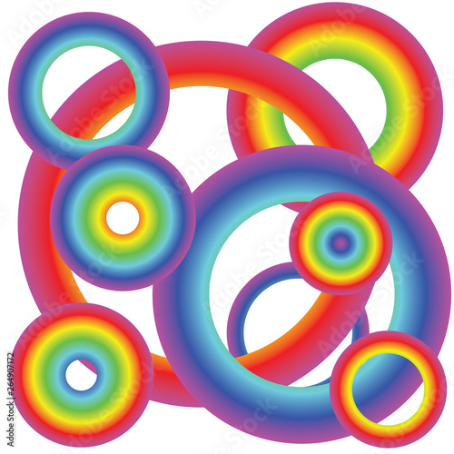 abstract vector collection or set of multicolor circles, painted with rainbow gradient, perfect for web graphics, banner, poster or vibrant logo