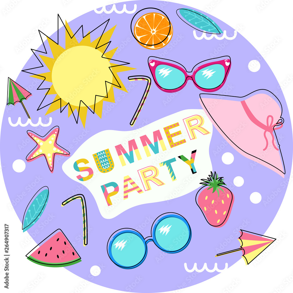 poster summer party - vector illustration, eps