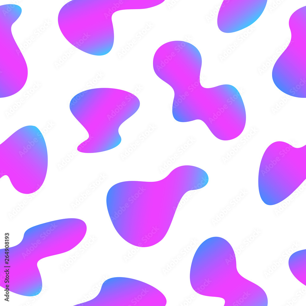 Abstract gradient liquid shape seamless pattern. Colorful geometric fluid formation in blue and purple colors, on white isolated background. Abstract gradient liquid shape seamless pattern. Colorful geometric fluid formation in blue and purple colors, on white isolated background.