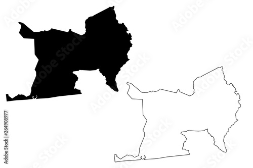 Lagunes District (Ivory Coast, Republic of Cote dIvoire) map vector illustration, scribble sketch Lagunes map