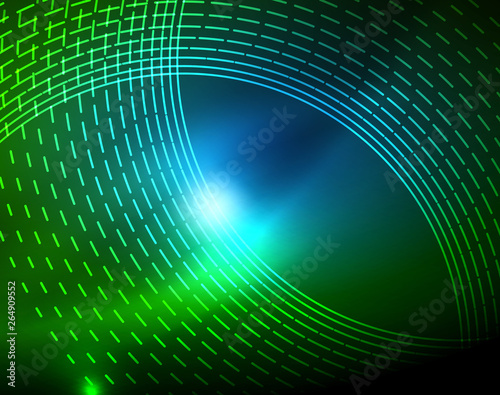 Neon circles abstract background