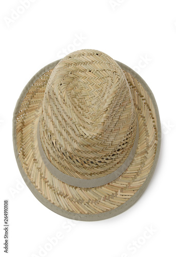 Old straw hat on a white background photo