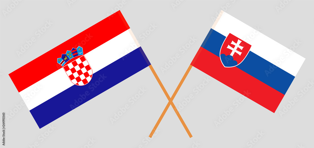 Croatia and Slovakia. The Croatian and Slovakian flags. Official colors. Correct proportion. Vector