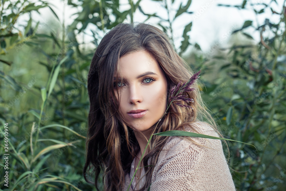 Attractive woman in summer grass Attractive woman in summer grass