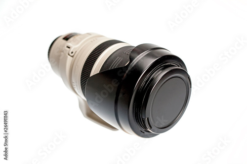 Lens for a camera on a white background.