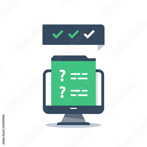 Internet questionnaire, online exam, web survey, fast quiz, quick test, training course, education resources, knowledge evaluation