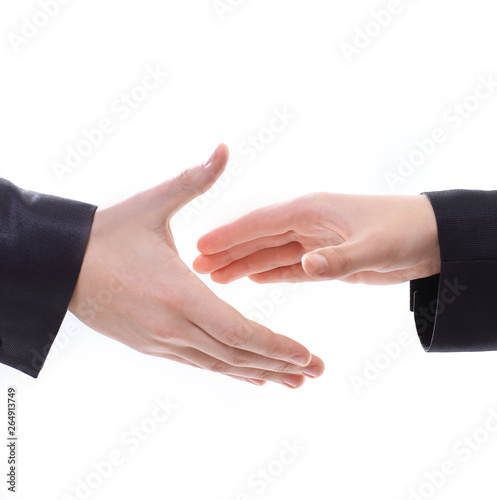 business people stretching out their hands for a handshake
