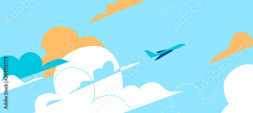 Airplane take off and start the trip