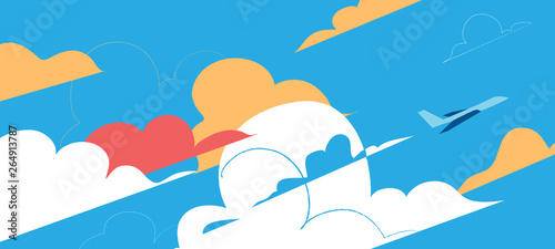 Airplane take off and start the trip