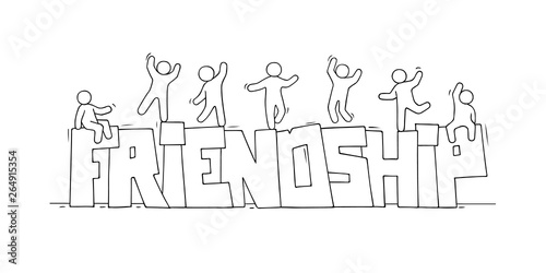 little people with word Friendship.
