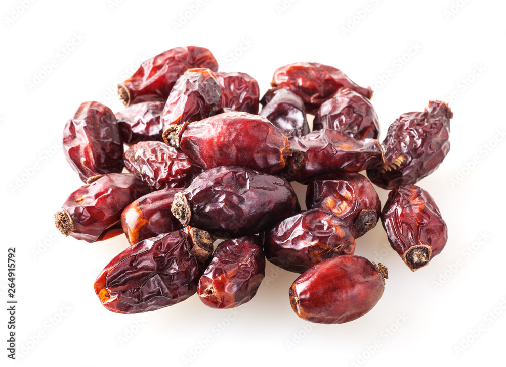 Heap of dried dog rose berries isolated on white background Heap of dried dog rose berries isolated on white background