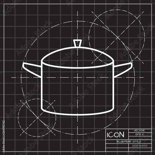 Closed cooking pan illustration. Kitchen soup pot vector icon