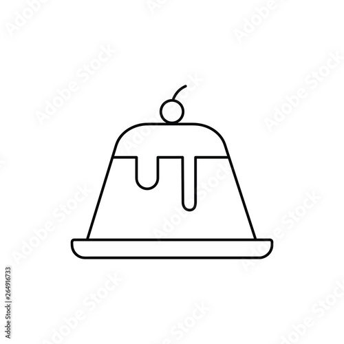 Pudding custard with cherry outline icon