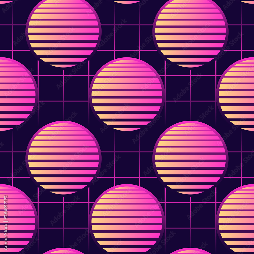 Mẫu nền seamless phong cách Neon 80s vô cùng độc đáo với màu sắc đầy sức sống, bạn sẽ không thể rời mắt khỏi bức ảnh này.