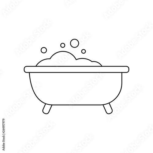 Bath with bubbles line icon