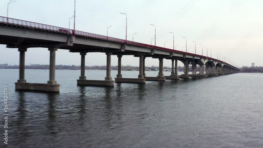 View at city bridge with traffic through river View at city bridge with traffic through river