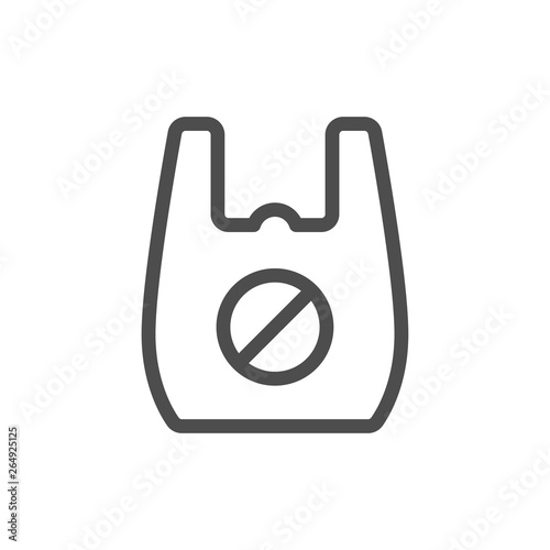stop using plastic bags outline vector icon isolated on white background. say no to plastic bag. plastic forbidden sign. stop plastic pollution to save environment and ecology of earth