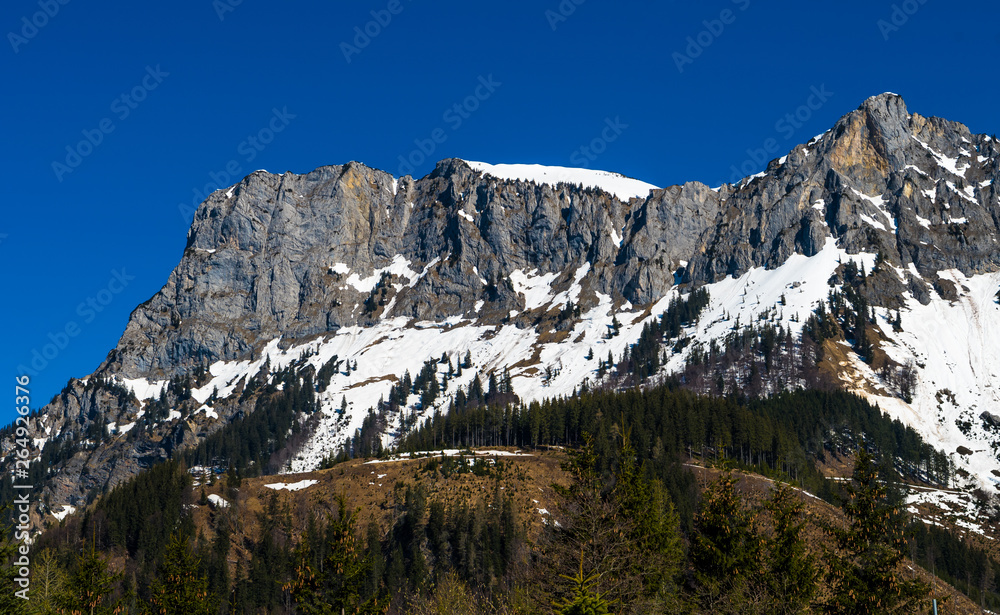 High Mountain With Snow At The Alps In Austria