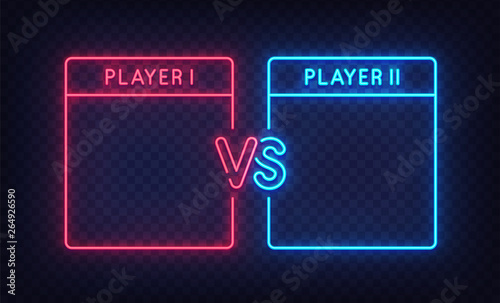 Versus Screen neon sign, bright signboard, light banner. Versus Screen neon, emblem. Vector illustration