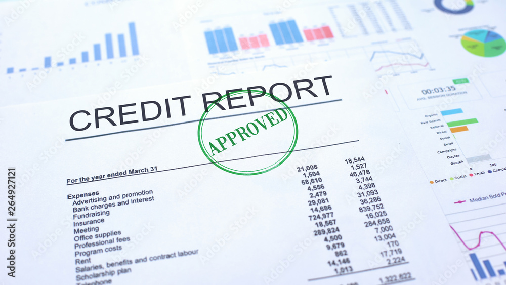 Credit report approved, seal stamped on official document, business project Credit report approved, seal stamped on official document, business project
