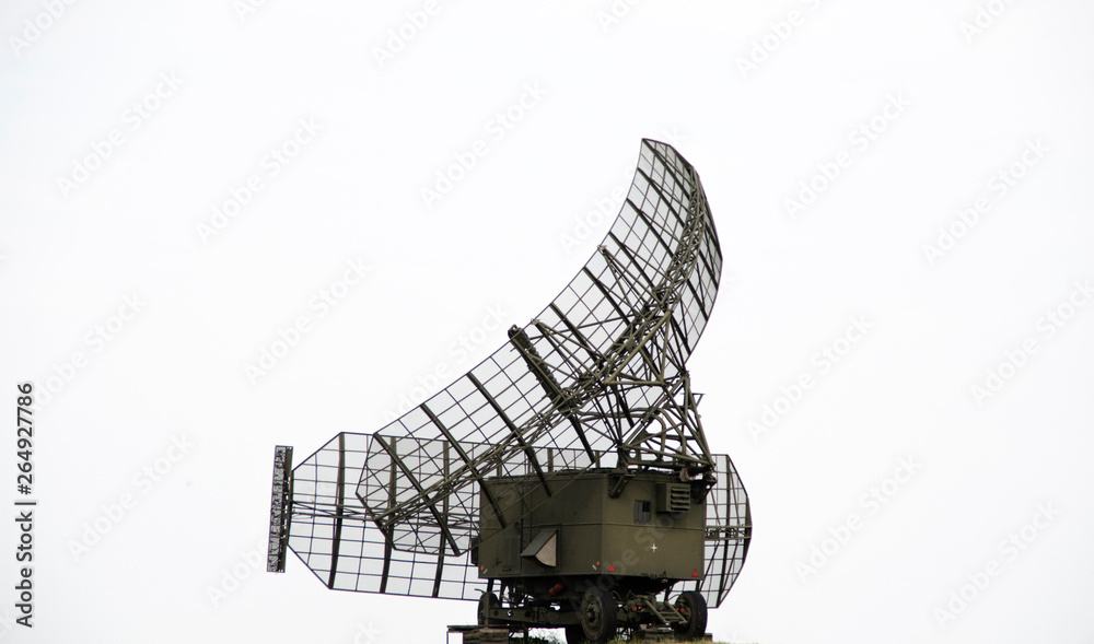 Military radar standing on the mountain