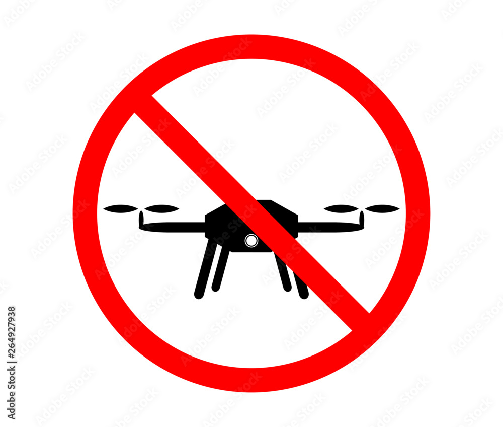 No fly drones sign. No fly zone, Drone sign isolated on white background. No fly drones sign. No fly zone, Drone sign isolated on white background.