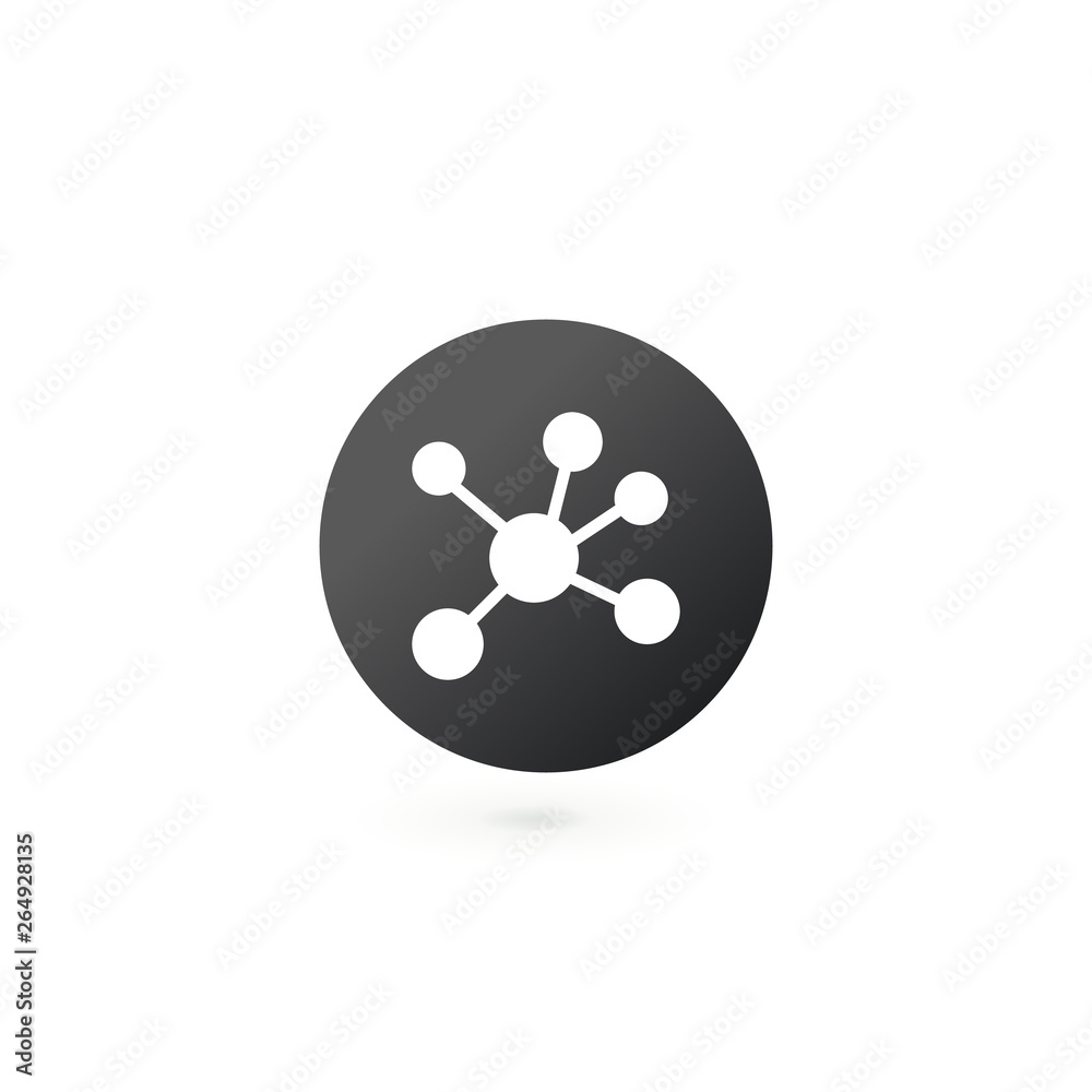 Social network. Single flat icon on the circle. Molecular or connection concept, Vector illustration isolated on white background. Social network. Single flat icon on the circle. Molecular or connection concept, Vector illustration isolated on white background.